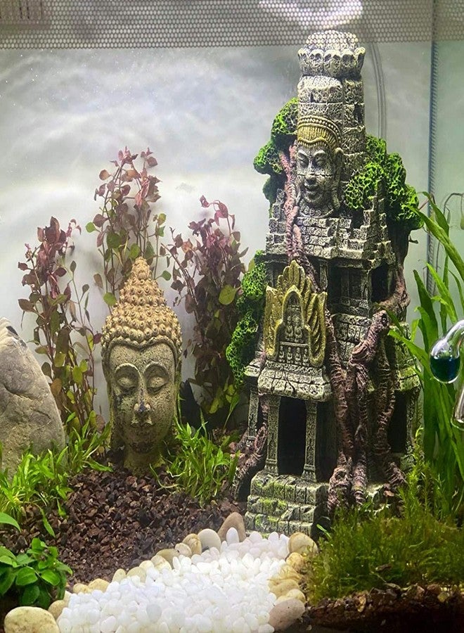 SLOCME Aquarium Large Angkor Wat Buddha Statue Temple Decorations - Angkor Buddha Decor Fish Tank Large Statue Ornament - Image 2
